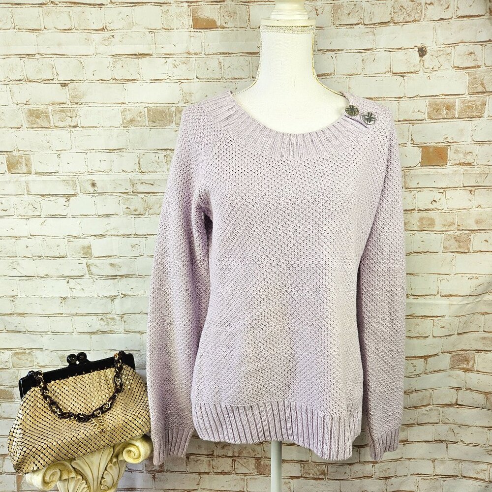 Bob Timberlake Size L Lavender Silver Metallic Pullover Sweater Long Sleeve Knit